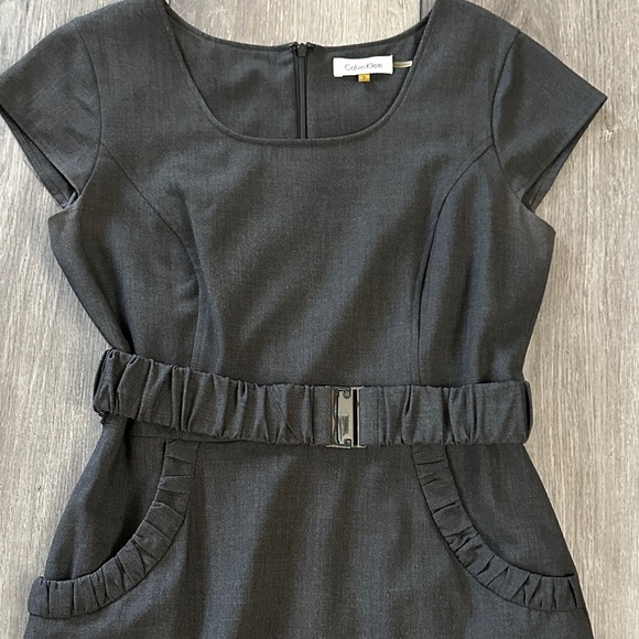 Calvin Klein Black Midi Belted Sheath Dress - Picture 2 of 4